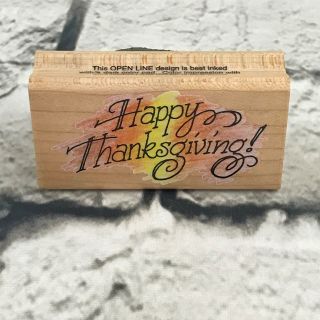 Happy Thanksgiving Rubber Stamp By Stampendous 1.  25 " X2.  50 " Mounted Vtg 1998