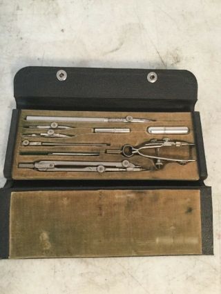 Vintage Ecco 9623 9 Pc.  Drafting Set With Case