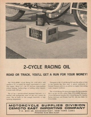 1966 Full Bore 2 - Cycle Motorcycle Racing Oil - Vintage Ad