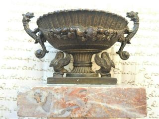 18th/19th.  Century Italian? Heavy Bronze Salt With Sea Dragons And Pelicans