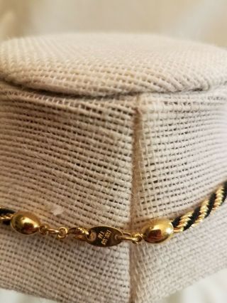 Vintage Signed Trifari Necklace Bracelet Set Gold Tone And Black Cord Rope Style 3