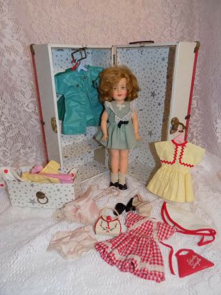Vintage 12 " Ideal Shirley Temple Doll W/case And Clothes