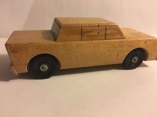 Vintage Wooden Toy Car With Rubber Tires - Solid - 12 " X 4 " X 3 1/2 "