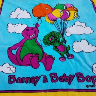 Vintage Barney Towel Baloons Baby Bop 1992 41 X 23 " Beach Bath Towel