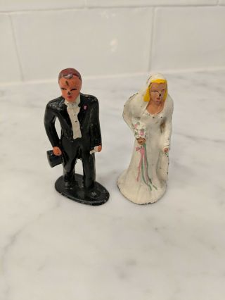 Vtg Collectible Barclay Lead Bride And Groom 625 & 626 Figurines Made In Usa