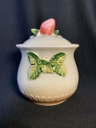 Takahashi San Francisco Vintage Sugar Bowl Creamer Set Strawberry 1980s Ceramic 3