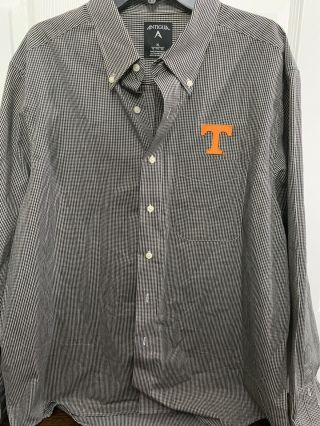 University Of Tennessee Mens Xl Black White Plaid Long Sleeve Casual Dress Shirt