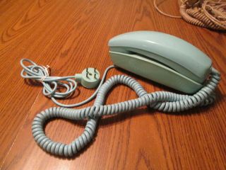 Vintage Western Electric Trimline Blue Desk Phone With Rotary Dial