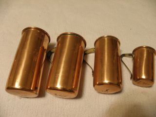 Set Of Vintage Copper And Brass Measuring Cups