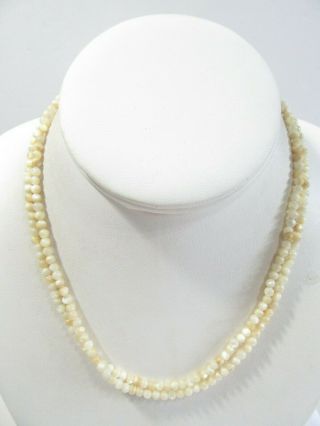 Long Small Bead Vintage Mother Of Pearl Necklace Wear Or Restring