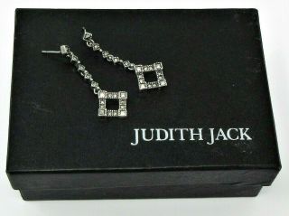 Vintage Judith Jack 925 Sterling Silver Marcasite Dangle Earrings Pierced