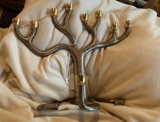 Rosenthal Sandra Kravitz Judaica Tree Of Life Menorah Silver Brass Vintage - Euc