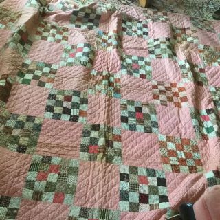 Wonderful Handmade Antique Quilt 70 X 82 In Great Old Colors