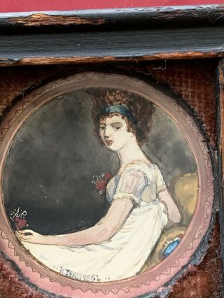 ANTIQUE Russian MINIATURE PAINTING WATERCOLOR 1900s Portrait of a lady Signed 2