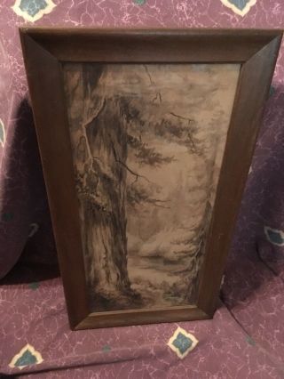 Antique 19th Century Watercolor Painting Signed By E.  A.  Moore
