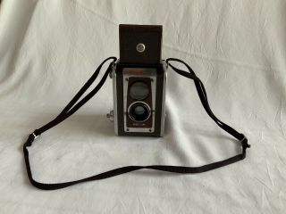 Vintage Brown Kodak Duaflex IV Camera with Kodet Lens and Flash Holder 2