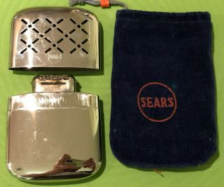 Vintage Sears Roebuck Pocket Hand Warmer Made In Japan W/original Carry Case