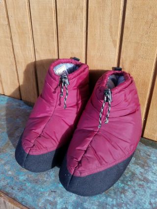 Vtg Parbat Maroon Insulated Mountain Slippers Puffer Shoe Booties Adult M