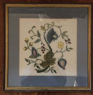 Vintage Early American Flower Cross Stitch Completed Finished