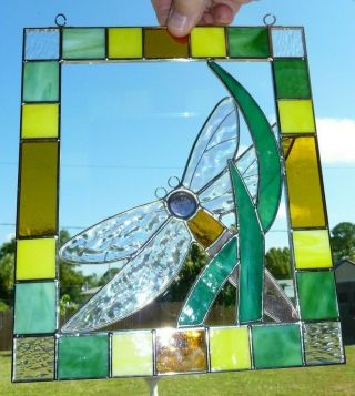 DRAGONFLY Suncatcher 3D Stained Glass Window Art Hanging Flower 7.  7 