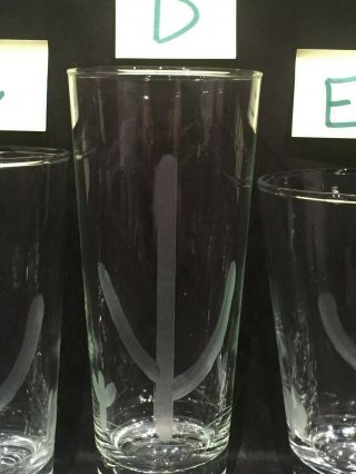 Style D - Blakely Oil Gas Station Etched Cactus Glasses Vtg Az Highball Collins