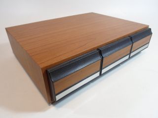 Vintage Faux Wood 3 Drawer Cassette Tape Holder Storage Case 36 Capacity 3