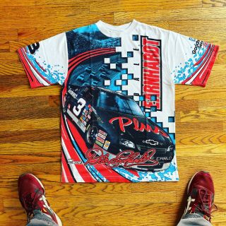 Vintage 90s Dale Earnhardt T Shirt Mens L All Over Print Chase Authentics Usa