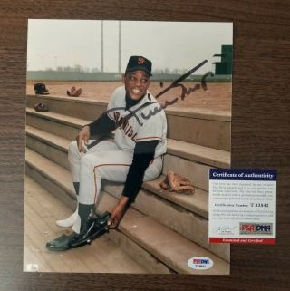 Willie Mays Signed 8x10 Photo Giants Psa/dna