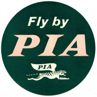 Vintage Pakistan International Airlines Luggage Label Pia Middle East