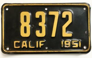 1951 California Motorcycle License Plate Harley Indian Triumph