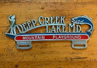License Plate Topper Vintage - Deep Creek Lake Md - Mountain Playground