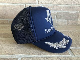 Vintage Sea World Of Texas Navy Blue Trucker Snapback Mesh Hat Cap 2