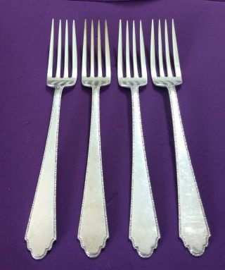 4 Lunt William & Mary Sterling Silver 7 1/8 " Dinner Forks No Mono