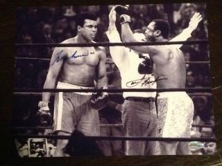 Muhammad Ali / Joe Frazier Signed 8x10 Photo.  Certified With