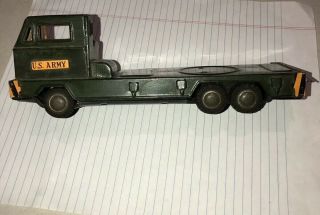 Vintage Japan Tin Litho Friction U.  S.  Army Truck Hauler Toymaster No Tank