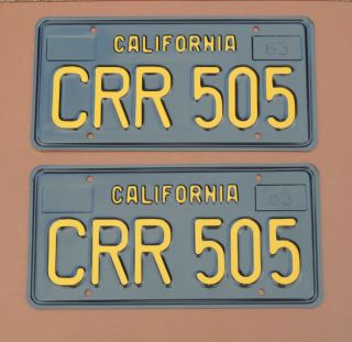 California Black Plates Yom 63 - 69 Car Plates Never Installed