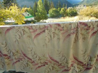 Vintage Bark Cloth Curtain Panel Fabric To Re Purpose 110 " X 76 "