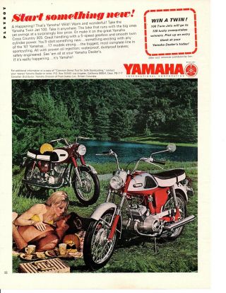 1967 Yamaha Twin Jet 100 Motorcycle Print Ad