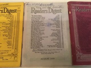 Readers Digest magazines (3) 1938,  1939,  1949 3