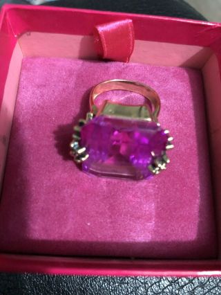 Vintage Butler And Wilson Ring Cocktail Ring Jewellery Pink Gem Collector Xmas