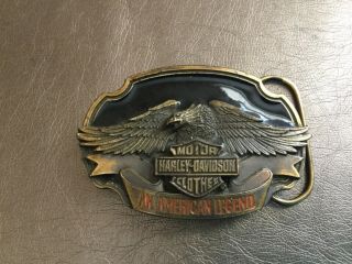 Vintage Harley Davidson Harmony Design Brass Belt Buckle 1989 H - 88 Eagle