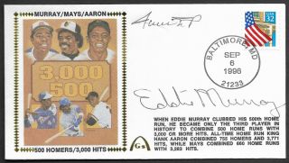 Willie Mays Eddie Murray Signed 500 Hr 3000 Hits Gateway Stamp Envelope Postmark