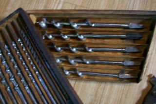 Vintage Wood Drill Bits In Wooden Box