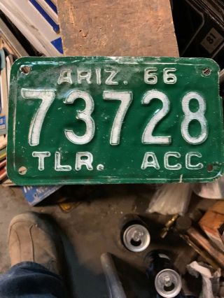 Arizona Acc License Plate.  Trailer.  73728.  1966.