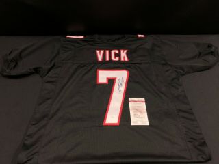 Michael Vick Atlanta Falcons Signed Black Custom Jersey Jsa Witness Wp826852