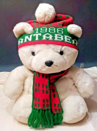 Vintage Dayton Hudson 1986 Santa Bear Stuffed Plush Bear 18 " Hat & Scarf