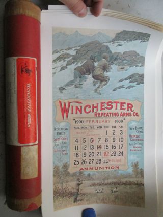 Nine Winchester Repeating Arms Co.  Calender Prints 1890s,  Ca.  1970s Reprints