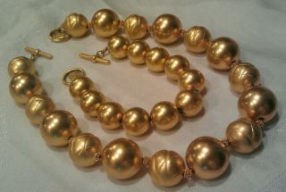 Vintage Anne Klein Brushed Gold Tone Chain Necklace Bracelet Toggle Clasp Chunky