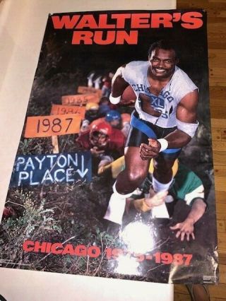 Vintage Walter Payton Chicago Bears " Walters Run " Poster 20 X 30
