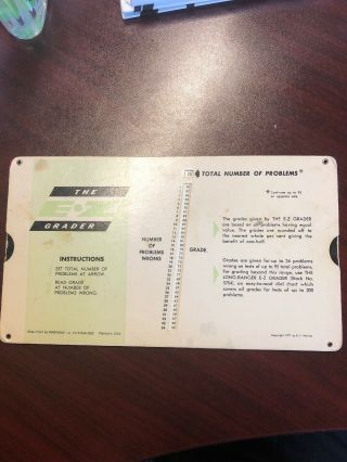 Vintage 1971 Ez Grader Calculator School Supply Scoring Aid Slide Chart 5703